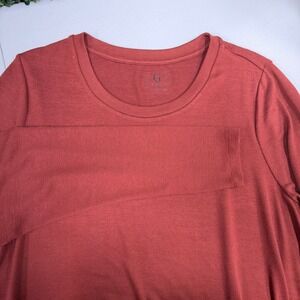 G By Giuliana Long Sleeve Crew Neck Side‎ Slit Maxi Sweater Brick Red Size 1X